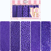 Confect Sprinkles For Cakes & Cupcakes Decoration | Pack Of 5 Halloween Fall Bash Purple Sprinkles | Edible Sprinkles | Jimmies & Sparkling Sugar - 3.5 Oz