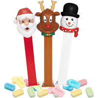 Needzo Christmas Candy Dispensers With Refill Rolls, Assorted Holiday Characters, Stocking Stuffers For Boys Or Girls, Pack Of 3