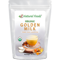Z Natural Foods Organic Golden Milk Powder - Turmeric Superfood Blend, Mix In Coffee, Tea, Lattes, Smoothies Recipes - Non Gmo, Vegan, Gluten Free - 1 Lb