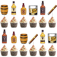48 Pieces Whiskey Cupcake Toppers Aged To Perfection Party Supplies For Whiskey Party Man Happy Birthday Party