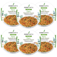 Food Earth Ready To Eat Indian Cuisine - Vegetable Biryani Meal - Microwavable, Pre-Packaged & Lunchable - Organic, Vegan, Gluten-Free, Gmo-Free, Plant-Based - 8.81 Oz Each -Pack Of 6
