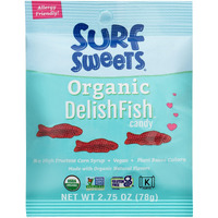 Surf Sweets Organic Delishfish Candy - Sweet Vegan Candy Fish, Gluten Free Snack For Kids And Adults, Kosher, Raspberry Fruit Flavor, Sweetened With Organic Cane Sugar - 2.75 Oz Bag (Pack Of 12)