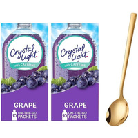 Crystal Light On The Go Drink Mix - Two (2) Pack Of 10Pck - Sugar-Free, Low-Calorie Refreshment With One Sukkar Pasha Long Golden Ss Stirring Spoon (Grape)