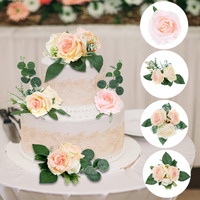 Taiyin 9 Pcs Flower Cake Topper Boho Cake Decorations Wedding Cake Decorations Flowers For Cake Decorating Set (Light Pink)