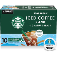 Starbucks K-Cup Coffee Pods, Medium Roast Iced Coffee Blend, Signature Black For Keurig Coffee Makers, 100% Arabica, 1 Box (10 Pods)