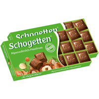 Schogetten Alpine Milk Chocolate With Hazelnuts Bar Candy Original German Chocolate 100G/3.52Oz (Pack Of 2)