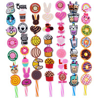 50Pc Concha Straw Toppers,Cute Cookies Straw Toppers For Tumblers,Glass Straw Decoration Charms Fit For 8Mm Straw Home Party Accessories