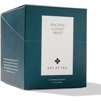 Art Of Tea | Pacific Coast Mint (Naturally Caffeine Free) | 12 Eco Friendly Pyramid Peppermint Tea Bags Sachet