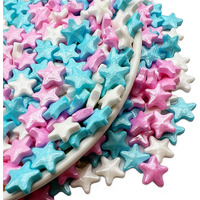Se Si&Moos Blue White And Pink Sprinkles Edible Stars For Cake Decorating Edible Pink Stars White Star Sprinkles Large Cupcake Edible Toppers For Cakes,Cupcakes,Ice Cream,Donuts And Lollipops 3 Oz