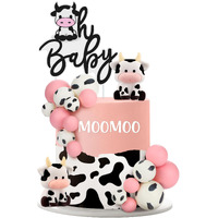 Pinkunn 13 Pcs Cow Baby Cake Topper Farm Cake Decor Cow Cake Decorations With Cow Miniature Figurines Animal Birthday Party For Cow Theme Baby Shower Boys Girls Birthday Party Cake Decorations