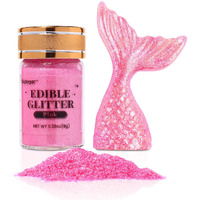 Sujoygar Pink Edible Glitter, Food Grade 8G, Edible Glitter For Drinks, Kosher & Halal Certified, Cocktail, Cupcake, Chocolate, Strawberry, Baking