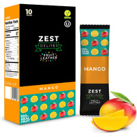 Fruit Snacks By Zest Delites, Fruit Leather, Mango Fruit Bars, Healthy Snacks For Adults, Dried Fruit No Sugar Added, Apple-Based, Mango, 0.88 Oz X 10