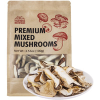 Vigorous Mountains Dried Mixed Mushrooms Blend For Cooking - Porcini Shiitake Oyster & Champignon - 3.53Oz (100G) - Soft Texture Bold Flavor & Vegan - Ideal For Cooking