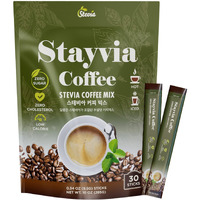 Stayvia Coffee Stevia Instant Coffee Packets - Korean Instant Latte With Sugar-Free & Low Calories - 30 Sticks (0.33Oz) - Plant-Based Sweetener - Enjoy Caffeine Hot & Cold At Office, Home & Travel
