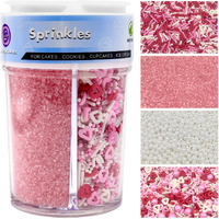 Sprinkles For Cake Decorating, Pink Heart Jimmies Frosting And Pearl Sprinkles Mix For Valentines Cookie Ice Cream Baking Cupcake Topping