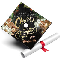 Once Upon A Time Graduation Cap Topper 2024 Graduation Gift Graduation Cap Decorations Handmade, I Can Do All Things Through Christ Strengthen Me. Philippians