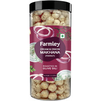 Farmley Makhana Healthy Puffs | Gluten Free Plant Based Roasted & Flavoured Crisps (Pack Of 1) | Fox Nuts | High Protein/Fiber | Healthy Snacks | Popped Lotus Seed - Cream & Onion | 3.20 Oz
