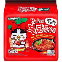 Samyang Buldak Hot Spicy Chicken Ramen Noodle Korean Stir-Fried Ramen, Tomato Pasta Flavor, 5 Pack For Each Flavor (10, Tomato)
