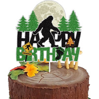 Bigfoot Happy Birthday Cake Topper Bigfoot Themed Party Cake Decor Crossing Forest Jungle Forest Themed Party Decoration Supplies Kids Boy Girl Men Women