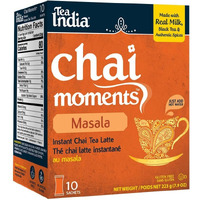 Tea India Chai Moments Masala Chai Tea Instant Latte Mix Flavorful Blend Of Premium Black Tea & Natural Ingredients Traditional Indian Caffeinated Tea Individually Wrapped 10 Sachets