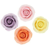 Global Sugar Art Premium Edible Roses, Assorted Spring Colors, Unwired, Medium 1.5 Inches, 12 Count By Chef Alan Tetreault