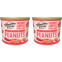 Hampton Farms - Usa Grown Gourmet Nuts - Honey Chipotle Peanuts - 11 Oz. Canisters - 2 Pack