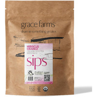 Grace Farms Hibiscus Orange Organic Iced Tea (Twelve 1Qt. Brew Bags, 3 Gallons) | Refreshing, Tart And Vibrant, Naturally Sweet Sugar-Free | Easy Cold Brew