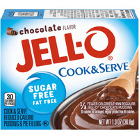 Jell-O Chocolate Pudding, Cook & Serve, Sugar Free, 1.3 Oz Box, 4 Packs