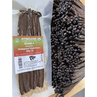 12 Organic Madagascar Vanilla Beans Grade A. Certified Usda Organic 6""-7.5"" By Fitnclean Vanilla For Chefs, Extract, Baking And Essence. Gourmet Bourbon Non-Gmo Whole Pods