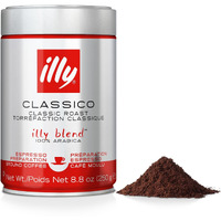 Illy Classico Espresso Ground Coffee, Medium Roast, Classic Roast With Notes Of Chocolate & Caramel, 100% Arabica Coffee, All-Natural, No Preservatives, 8.8 Oz, Ground For Espresso Machines