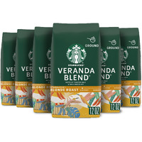 Starbucks Ground Coffee, Starbucks Blonde Roast Coffee, Veranda Blend, 100% Arabica, 6 Bags (12 Oz Each)
