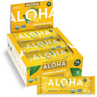 Aloha Organic Plant Based Protein Bars - Lemon Cashew - 12-Count - Vegan, Low Sugar, Gluten-Free, Paleo, Low Carb, Non-Gmo, No Stevia & No Erythritol