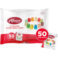 Albanese World's Best Gummi Snack Packs, 12 Flavor Gummi Bear Cubs, 50 - 0.5Oz Mini Packs Of Candy, Individual Soft & Chewy Candy Snacks