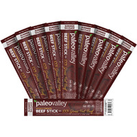 Paleovalley 100% Grass Fed Summer Sausage Beef Sticks - Delicious Gluten Free Beef Snack - High Protein Keto Friendly