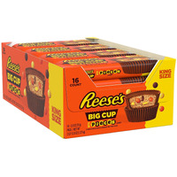 Reese's Big Cup With Pieces Milk Chocolate King Size Peanut Butter Cups, Candy Packs, 2.8 Oz (16 Count)