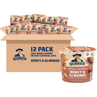 Quaker Instant Oatmeal Express Cups, Honey & Almonds, 1.76 Ounce (Pack Of 12)