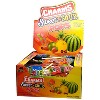 Charms Sweet And Sour Pops, In 5 Assorted Sweet/Sour Flavors, 0.6 Ounce (Pack Of 48)