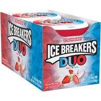 Ice Breakers Duo Fruit Plus Cool Strawberry Sugar Free Breath Mints Tins, 1.3 Oz (8 Count)