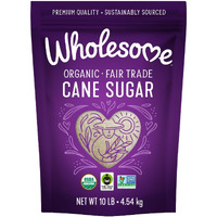 Wholesome Sweeteners 10-Pound Organic Cane Sugar, Fair Trade, Non Gmo, Gluten Free, Pure & Vegan, For Baking And Sweetening