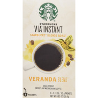 Starbucks Coffee Via Ready Brew, Instant Coffee, Veranda Flavor, 1 Box Of 8 Individual Servings