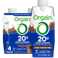 Orgain Clean Protein Shake, Grass Fed Dairy, Creamy Chocolate Fudge - 20G Whey High Protein, Kosher, Ready To Drink, Low Net Carbs, Gluten Free, No Soy Ingredients, 11 Fl Oz (Pack Of 4)