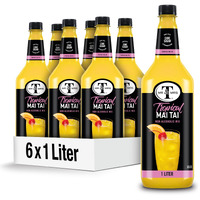 Mr & Mrs T Mai Tai Mix, 1 L Bottle (Pack Of 6), Tropical Citrus Blend Flavored Cocktail Mixer, Made With Cane Sugar, Perfect For Traditional Mai Tai And Mocktail Drinks