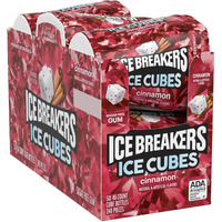 Ice Breakers Ice Cubes Cinnamon Sugar Free Chewing Gum Bottles, 3.24 Oz (6 Count, 40 Pieces)