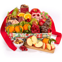 Holiday Chocolate, Nuts & Fresh Fruit Gift Basket