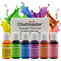 Chefmaster - Neon Liqua-Gel Food Coloring - Fade Resistant - 6 Pack Of 20Ml Bottles - Stunning Vivid Colors With Lightweight And Easy-To-Blend Formula