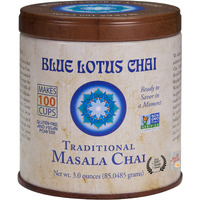Blue Lotus Chai Tea - Traditional Masala Chai - Makes 100 Cups - 3 Ounce Masala Spiced Chai Powder With Organic Spices - Instant Indian Tea No Steeping - No Gluten