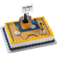 Decoset Basketball All Net Cake Topper, 5-Piece Cake Decoration Set, Birthday Decorations With 3 Figurines And Backboard, For All Size And Shape Celebration, Birthday Or End Of Season Cake