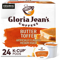 Gloria Jean's Coffees Butter Toffee, Single-Serve Keurig K-Cup Pods, Flavored Medium Roast Coffee, 24 Count (Pack Of 1)