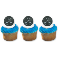 Hockey Puck Ring Cake Cupcake Topper (24-Pack)