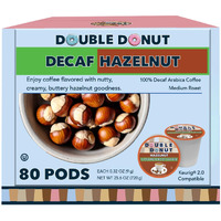 Double Donut Flavored Decaf Coffee, Decaf Hazelnut Coffee, Decaf Coffee Pods For Keurig K Cups Machines, Medium Roast, 80 Count (Pack Of 1)